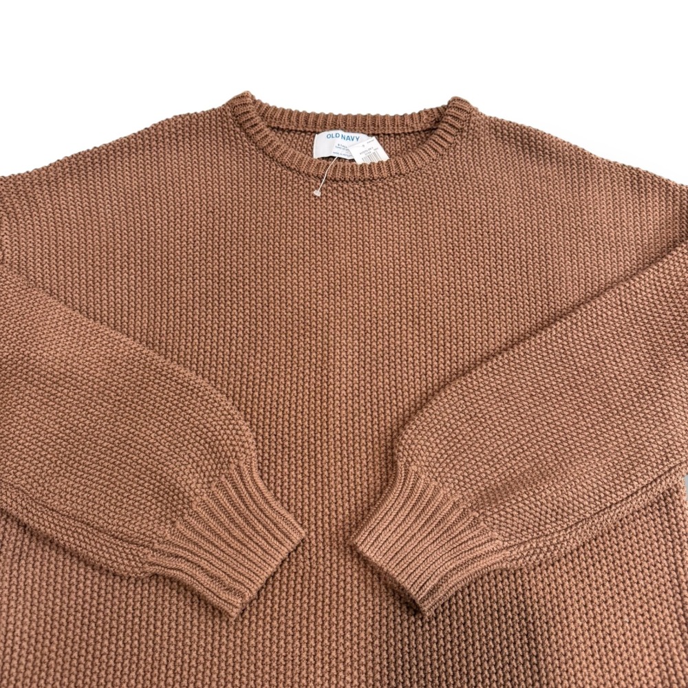 NEW‎ Old Navy Womens S Tall Brown Textured Waffle Knit Fisherman Sweater - Picture 4 of 7